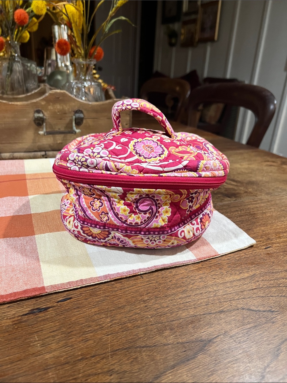 Vera Bradley Home and Away Cosmetic Bag in Retired Raspberry Fizz Pattern